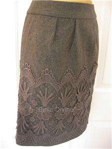 Darling Grey Wool Mix Winter Work Anya Skirt XL 14 16 Fitted & Crochet 