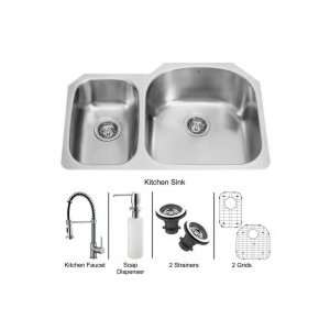  Vigo Industries Undermount Kitchen Sink, Faucet, Two Grids 