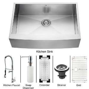   Sink and Faucet Combination with Soap Dispenser, Colander, Sink Grid