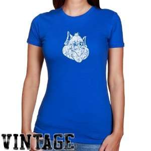 NCAA Saint Louis Billikens Ladies Royal Blue Distressed Logo Vintage 