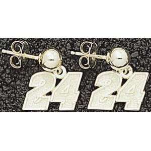  Jeff Gordon #24 Gold Dangle Earrings with Ball Post 