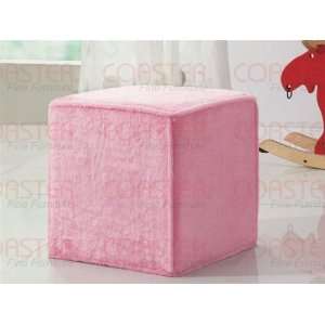  Pink Cube Ottoman in Plush Microfiber