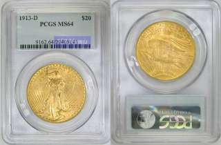 Cool 1913 D $20 Gold Saint Gaudens PCGS MS64  