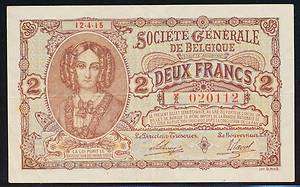 Belgium Societe Generale de Belgique 2 Francs 1916,P.87  