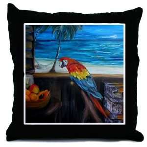  Scarlet macaw and mango Hawaii Throw Pillow by  