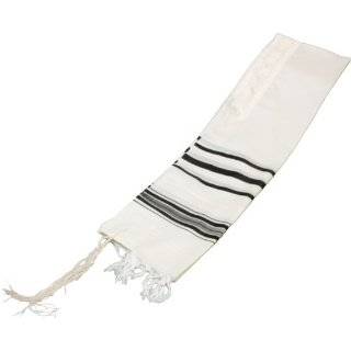 Acrylic Tallit (Imitation Wool) Prayer Shawl in Black Stripes Size 18 