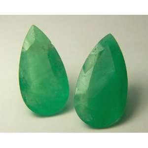  17.55 Cts Pair of Colombian Emeralds Pear Shaped 