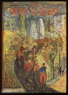 1954 Ludwig Bemelmans NYC fall leaves New Yorker cover  