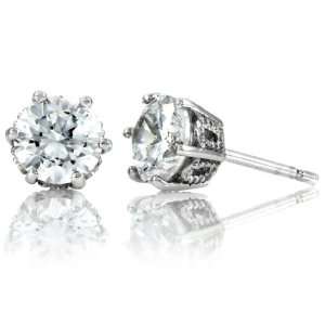  Roxannes 2 TCW Fancy CZ Stud Earrings Jewelry