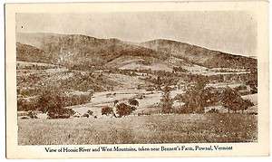 PC612 1928 Postcard Hoosic River & West Mountain Near Bennetts Farm 