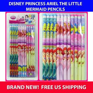12) Disney Princess Ariel The Little Mermaid Wood Pencils Party 