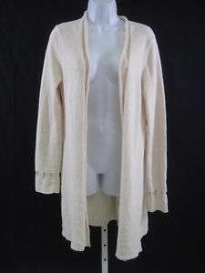 BERNADETTE CONTE Cream Long Knit Cardigan Sweater Sz M  