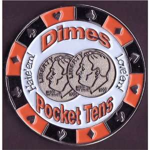  Dimes (Pocket Tens) Poker Card Guard Protector Sports 
