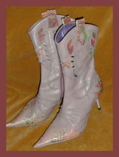 Womens Custom Italy Leather Cowboy Lavender Purple Snakeskin Python 