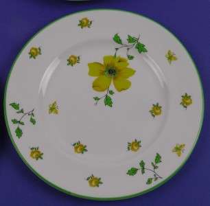   VICTORIA, England SALAD PLATES, Yellow Flowers & Butterfly, Green Trim