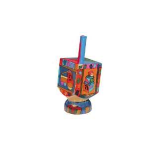  Yair Emanuel Small Wooden Dreidel with Designs of Toys and 