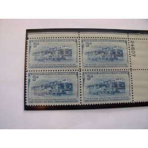 Plate Block of 4, $.03 Cent US Postage Stamps, B&O Railroad, 1952 S 