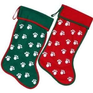   Felt Paw Print Pet Christmas Stocking, 19 Dog or Cat