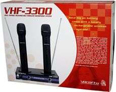 VOCOPRO VHF 3300 DUAL RECHARGEABLE WIRELESS MICROPHONES 692868833007 