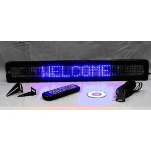   Line Semi Outdoor Blue LED Programmable Sign  4x26 inches Office