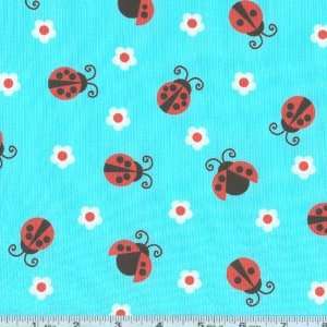  44 Wide Punchy Pique Ladybugs Sky Fabric By The Yard 