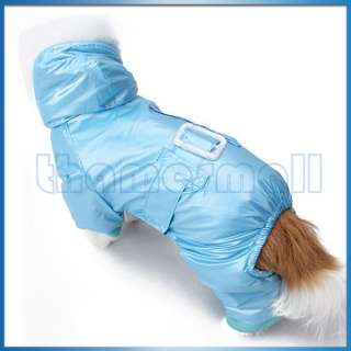   Blue Hoodie Hooded Coat Jacket Jumpsuit Apparel w/ Waist Belt Design L