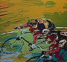 LEROY NEIMAN INDOOR CYCLING SPORTS ART POSTCARD  