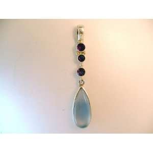  Teardrop Chalcedony and Amethyst Pendant Jewelry