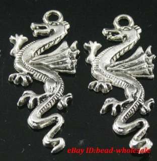 Free ship 4pcs tibetan silver dragon charm pendants  