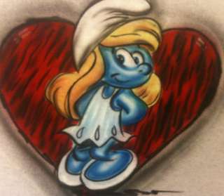 AIRBRUSH SMURFETTE PAPA SMURF AIRBRUSHED T SHIRT ALL SIZES  