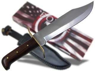 Large Primitive Wood Handle Carbon Steel Bowie Knife  