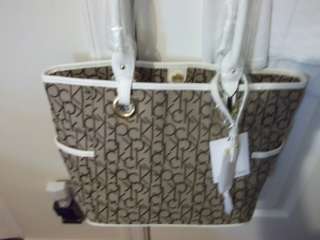 CALVIN KLEIN CREAM LARGE TOTE BAG, POCKET BOOK/ PURSE BAG IS NEW WITH 