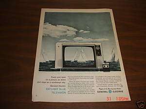 1960 General Electric GE Daylight Blue Television TV Ad  