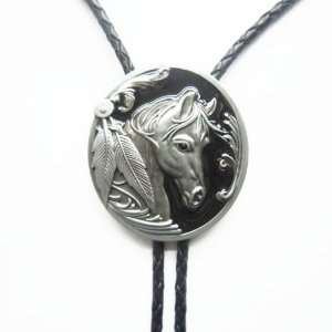    WESTERN Leather String Bolo Tie Western Horse 