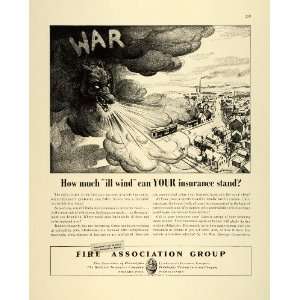  1942 Ad Fire Association Group Big Bad Wolf Blows War 