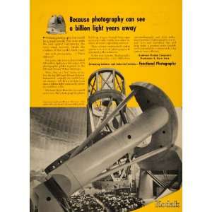  1949 Ad Kodak Mount Palomar Telescope Space Photography 