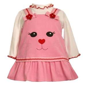 Bonnie Jean Baby/Infant 3M 9M 2 Piece PINK WHITE KITTY CAT/KITTEN FACE 