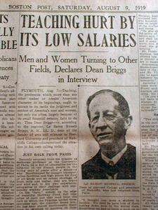 1919 newspaper TEACHERS LOW SALARIES deter quality people from The 