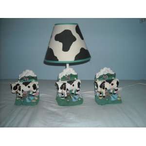  Cow Themed Lamp and Book Ends
