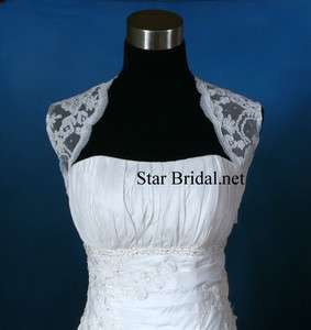 Ivory Lace Wedding Bridal Bolero Jacket Shrug S XL #36  