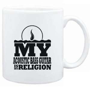  Mug White  my Acoustic Bass Guitar is my religion 