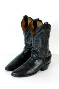 vintage mens black COWBOY WESTERN BOOTS embroidered leather OLD sz 9.5 