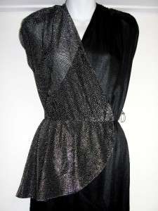 VINTAGE 70s GLITTERY BLACK DISCO JUMPER PANTSUIT OUTFIT  