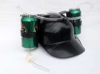 Dual Drinking Can Holding Hat Helmet   Beer Coke BLACK  