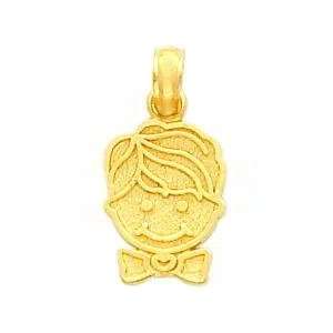  14K Gold Boy Face with Bow Tie Charm Jewelry