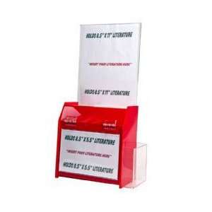 com Ballot Box Deluxe Acrylic Red with Ad Frame Header Front Ad Frame 