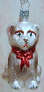 TANNENBAUM Glass Cat ORNAMENT Meow Kitten BBF251 SILVER  