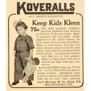 1914 Ad Koveralls Levi Strauss Company Keep Kids Kleen   Original 