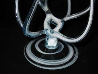 White/Blue Art Glass Blown Glass Bowl, Octopus Legs  