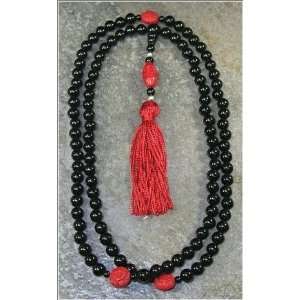  8mm Onyx & Cinnabar Mala   108 Beads